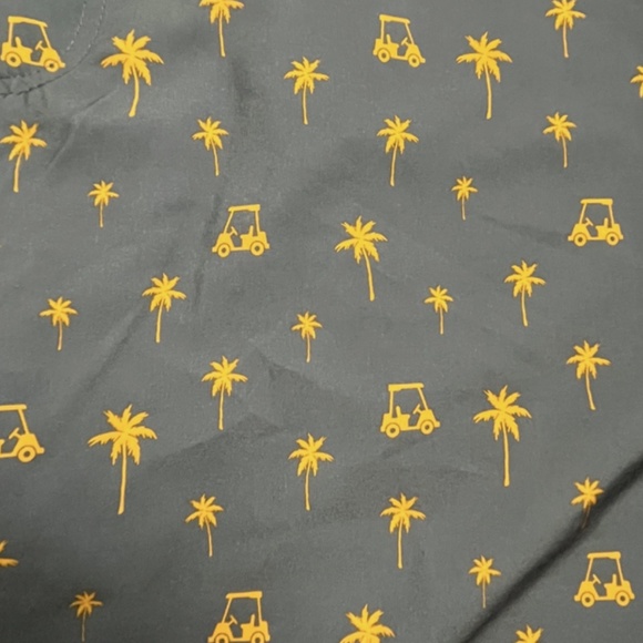 Golf America Men’s 42 Palm Tree Golf Cart Print Performance Shorts Gray Orange - Picture 2 of 6